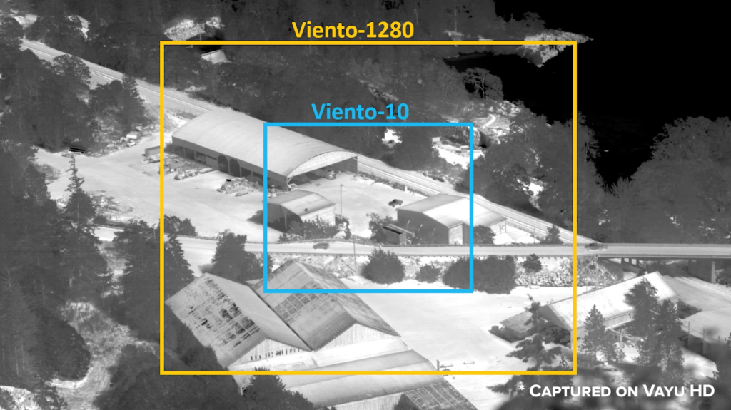 Field of view diagram for Viento-1280 and Viento-10 cameras